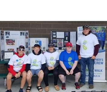 Christopher Pennington, in the red hat, flanked by teammates for the Kidney Walk in Goderich on  September 8th, 2019. (Submitted photo)