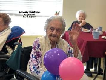 Dorothy celebrating her 107th birthday last year. 