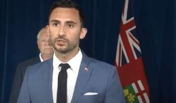 Ontario Education Minister Stephen Lecce, August 7, 2020. (Photo taken from YouTube.)