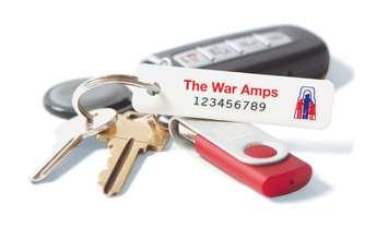 War Amps Key Tag on a key ring. (Photo courtesy of the War Amps)