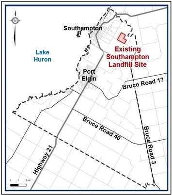 Town of Saugeen Shores existing Southampton Landfill Site. Map submitted by Town of Saugeen Shores. 