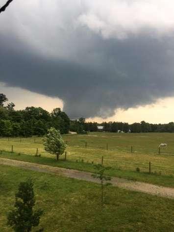 A reported tornado as seen in the sky over Ayton in Grey County on June 17, 2017. (Photo courtesy of Colin Dunkley)