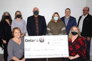 Back Row (from left): Mary Rose Walden, C.A.O. for the Township of Huron-Kinloss; Kristin Dimmick, Project Coordinator for
Women in Carpentry Program; Mitch Twolan, Mayor for the Township of Huron-Kinloss; Lisa Thompson, M.P.P. Huron-Bruce;
Ryan Plante, UBC Local 2222; Don Murray, Deputy Mayor for the Township of Huron-Kinloss.
Front Row (from left): Heather MacKenzie-Card, Program Manager for Fanshawe College; Michelle Goetz, Manager of Strategic
Initiatives for the Township of Huron-Kinloss. (Provided by Nicole Griffin, Communications Coordinator, Township of Huron-Kinloss)