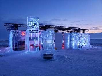 Showroom made of ice for Mercedez Benz in Gimly, Manitoba by Hensall's iceculture (sic). Photo courtesy of iceculture.