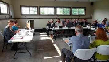 Grey County Council meeting at the Groundeffects Landscaping pavilion near Hanover.   Once a year council takes its meeting on the road.
Photo by Kirk Scott.