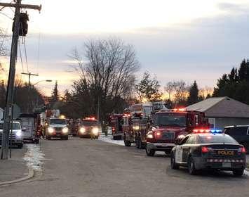 Emergency crews at the scene of a house fire in Blyth on Nov. 23, 2016. (Photo by Tom Williscraft)
