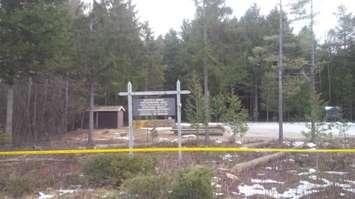 OPP seal off an area of Naftels Creek Conservation Area as part of a death investigation. (Photo by Bob Montgomery)