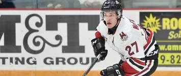 Garrett McFadden of the Guelph Storm. Photo by Terry Wilson / OHL Images.