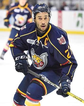 Cordell James, former captain of the Barrie Colts. Photo by Aaron Bell/OHL Images