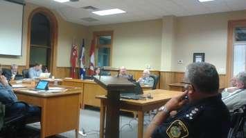 Wingham Police Chief Tim Poole looks on as North Huron council debates policing options (BlackburnNews.com file photo)