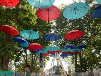 The Umbrella Sky display in Clinton's Artist's Alley. (Photo by Bob Montgomery)