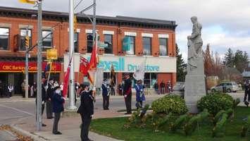 A small ceremony held in Hanover at the cenotaph for Remembrance Day 2020. (Photo by Kirk Scott)