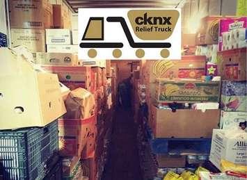 CKNX Relief Truck, full, December, 2015. (Buzz Reynolds photo)