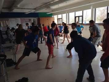 Listowel District Secondary School students taking part in a fitness workshop. 