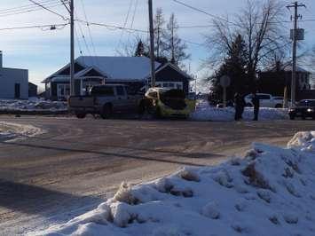 A two vehicle crash at the north end of Wingham.  Photo by Ryan Brandt.