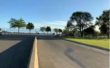 The parking lot at Point Edward's Waterfront Park at the Blue Water Bridge reopened June 12, 2020 (Photo courtesy of Pt. Edward via Twitter)