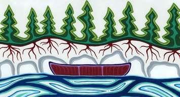 “Ode to the Canoe” by Patrick Hunter, a two-spirit Ojibwe painter, graphic designer and entrepreneur from Red Lake, ON. (CNW Group/Ontario Power Generation Inc.)