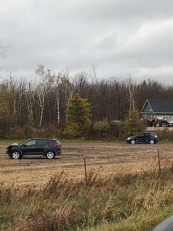 Two-vehicle crash on Hwy. 89 in Southgate Township Tuesday, October 23, 2018. (OPP photo)