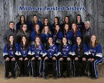 The 2015 Mildmay Twisted Sisters juvenile broomball team.  (Submitted Photo)
