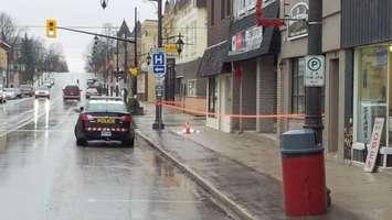 A part of Chesley's downtown taped off for a police investigation.   