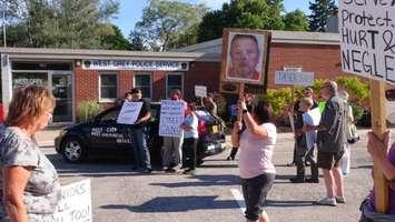 Demonstration in front of the West Grey Police office on June 25, 2020. (Photo by Kirk Scott)