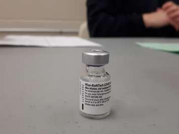 Pfizer's COVID vaccine. 18 February 2021. (BlackburnNews.com photo by Colin Gowdy)