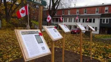 Memory Markers have been created and erected in Owen Sound's Jervis Bay Park with brief biographies of the soldiers. (Photo by Kirk Scott)
