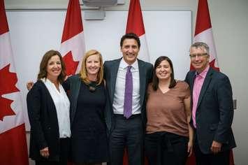 Pictured (Left to Right)

Luisa Artuso (Social Services Administrator for the County), Gail Hoeskstra (Executive Director of Stepping Stone), Rt. Hon. Justin Trudeau (Prime Minister of Canada), Dominica McPherson (Director of Guelph-Wellington Task Force for Poverty Elimination) and Lloyd Longfield (Member of Parliament Guelph)


