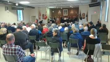 A packed house listens to council candidates at Wingham's Royal Canadian Legion (Photo by Adam Bell)