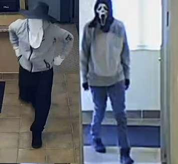 Masked men allegedly robbed a financial business in Grey Highlands carrying at least one firearm. Photo courtesy of Grey-Bruce OPP.