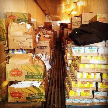 Donations for the CKNX Relief Truck in 2016. (Photo courtesy of Buzz Reynolds via Facebook)