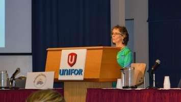 Environmental Commissioner of Ontario Dianne Saxe speaks to delegates
at the Lake Huron Centre for Coastal Conservation conference at the
Unifor Family Education Centre in Port Elgin.