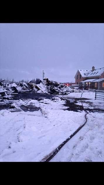 Building on a property appears to be destroyed after a fire near Listowel (Courtesy of Jenn Jones-Albers)