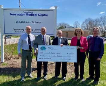 NWMO presented a check for $519,000 to be put towards the new Teeswater Medical Centre. Photo provided by the Municipality of South Bruce. 