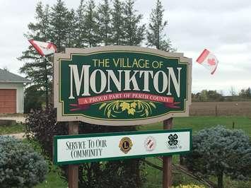 The town entrance sign in Monkton. (Photo by Ryan Drury)