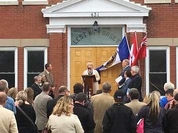 Deputy Premier Deb Matthews addresses the crowd at the unveiling of the renovated Blyth Memorial Hall. May 19th, 2017 (Photo by Ryan Drury)