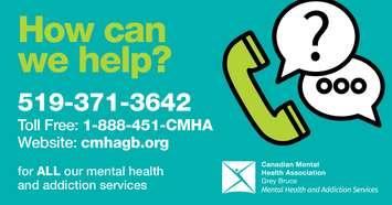 Poster for the new one number service line for all of CMHA Grey Bruce's services and programs. (Provided by CMHA Grey Bruce)