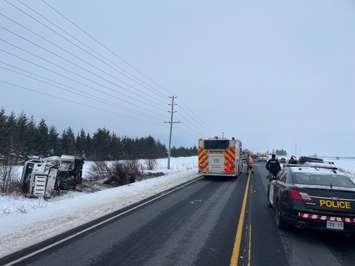 Highway 21 closure.  Image courtesy of the witness on scene.
