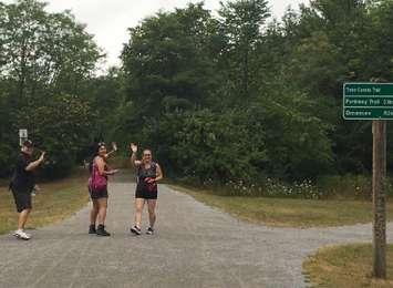 Marnie Keller (Right) heads out on the Trans Canada Trail in Ontario's Kawarthas Region on Monday, July 25th 2016. (Photo used by permission).