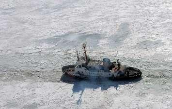 The USCGC Katmai Bay, pictured, is performing ice breaking operations in Lake Huron around Owen Sound.  Submitted photo.