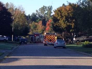 Fire trucks respond to a smoke alarm activation on Highland Dr. in Wingham on October 8, 2015. (Photo by Steve Sabourin)