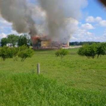 Barn fire near Newton in Perth East on June 26, 2014.  (Submitted photo)