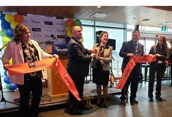 Hanover Mayor Sue Patterson cuts the ribbon to open Playtime Casino Hanover (Photo by Adam Bell)