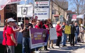 Grey Bruce Labour Council rally in Owen Sound Monday, April 22nd (photo by Kirk Scott)