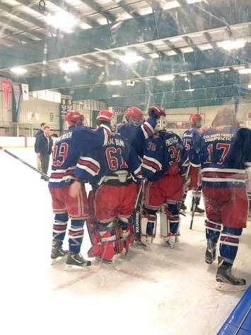 The Kincardine Bulldogs celebrate a Game 5 victory over Wingham in the Western Jr. C Semi-Finals.  (Photo courtesy of Western Jr. C via Twitter)
