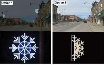 Two of the options for new winter street lights in Brussels. (Photo courtesy of Huron East)