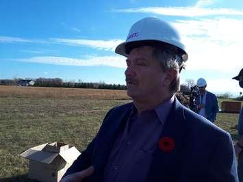 Goderich Mayor John Grace at the sod turning ceremony for the new Coast Development in Goderich. November 10th, 2020 (Photo by Bob Montgomery)