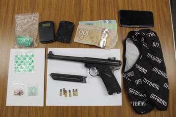 The items seized from a 17-year-old who was arrested in Stratford. (Photo courtesy of Stratford Police Service)