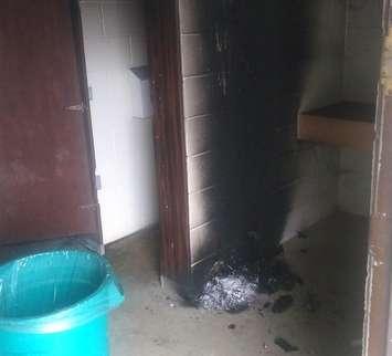 Fire damage to washroom building at Durham Conservation Area (photo supplied by West Grey Police Service)