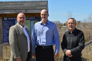 Bruce County Warden Mitch Twolan, Huron-Bruce MP Ben Lobb and Saugeen Shores Mayor Mike Smith (Photo by 
Jordan MacKinnon)